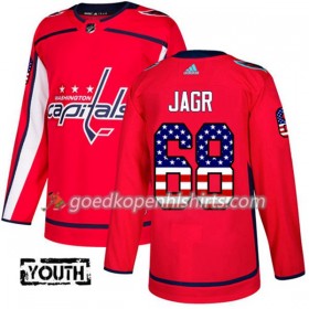 Washington Capitals Jaromir Jagr 68 Adidas 2017-2018 Rood USA Flag Fashion Authentic Shirt - Kinderen
